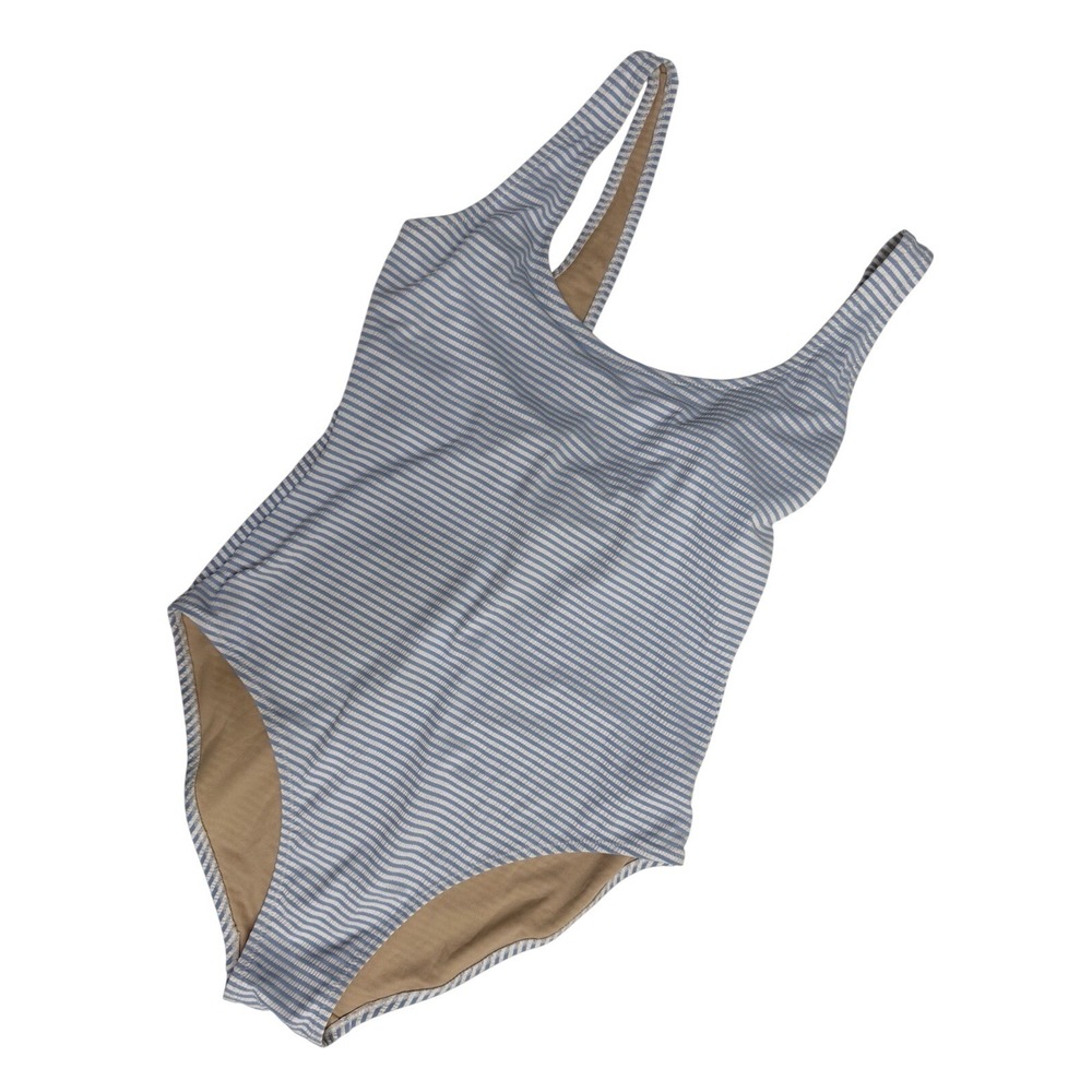 Old Navy Light Blue and White‎ Striped Swimsuit sz Medium Seersucker
